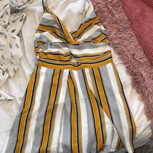 Orange and blue plaid keyhole romper